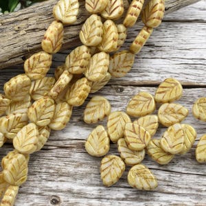 Czech Glass Beads - Leaf Beads - Picasso Beads - Fall Beads - Czech Leaves - 10x8mm - 16pcs - (520)