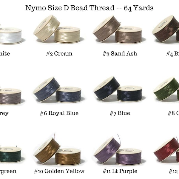Nymo Bead Thread - Beading Thread - Size D Thread - 64 Yard Spool - Choose Your Color