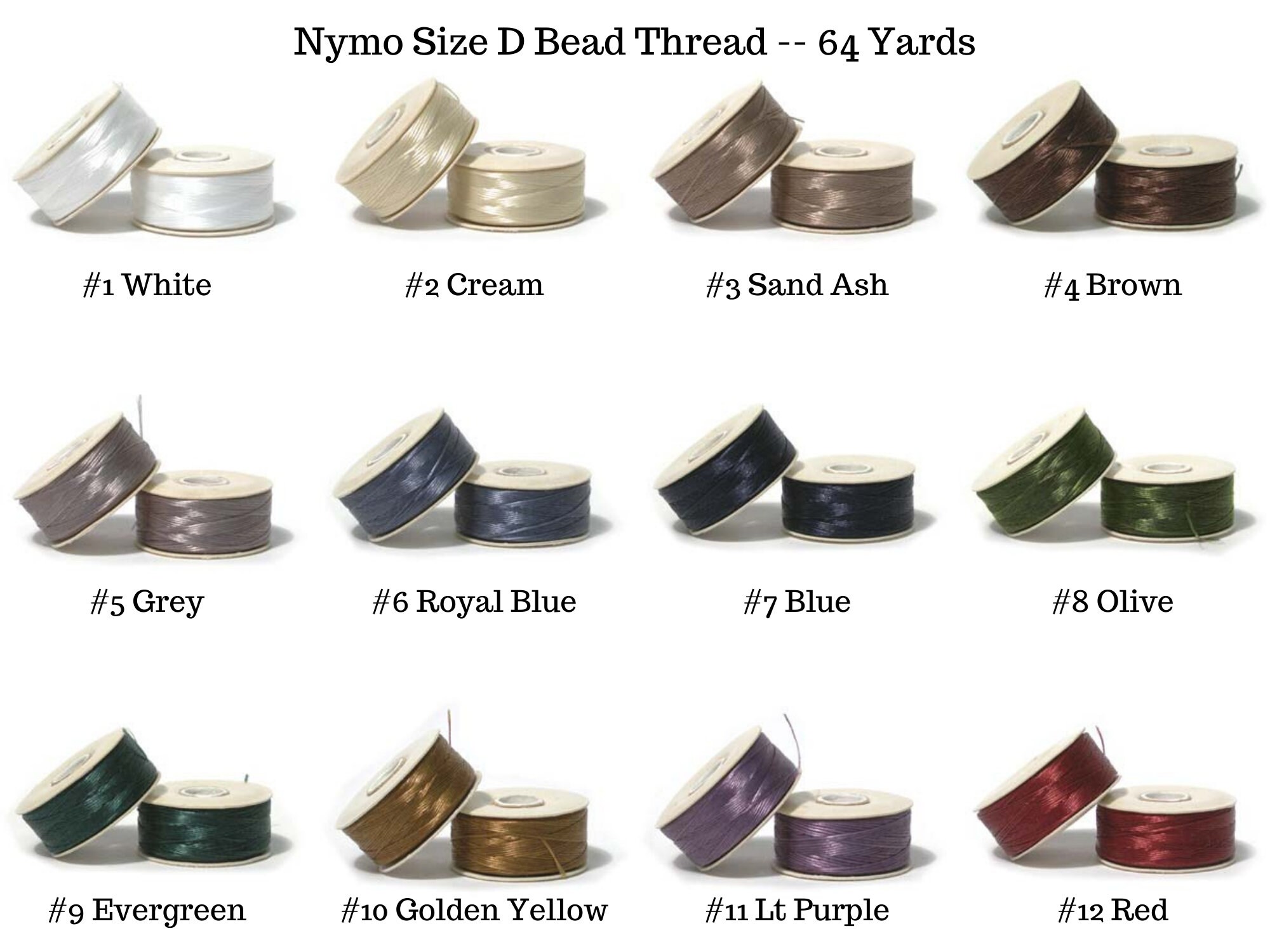 Nymo Nylon Beading Thread, Bobbin, Size O Mix 1, 115 Yards Each (345 feet)  - AngularByDesign LLC