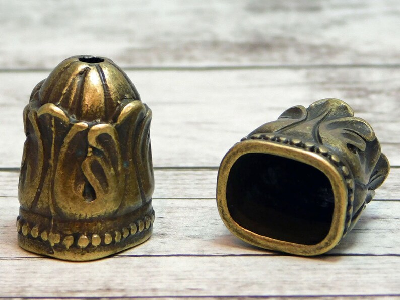 End Caps Large Bead Cap Bronze Caps 2pc 1858 Bronze Bead Caps 24x17mm Tall Bead Caps Tassel Caps