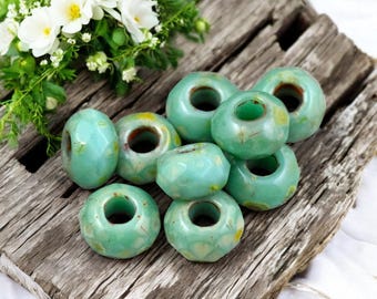 Picasso Beads - Czech Glass Beads - Large Hole Beads - Large Hole Rondelle - Rondelle Beads - Roller Rondelle - 5x8mm - 25pcs - (5612)