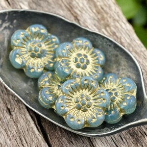 Czech Glass Beads - Wild Flower Beads - Flower Beads - Picasso Beads - Wild Rose Beads - 14mm - 12pcs - (4296)
