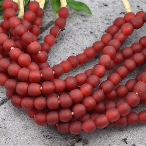 Ghana Beads - Recycled Glass Beads - African Glass Beads - Fair Trade Beads -  Approx 10-11mm - 20" Strand - (J54)