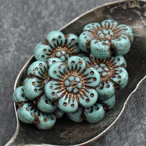 Czech Glass Beads Flower Beads Floral Beads Wildflower Beads Czech Glass Flowers 14mm 12pcs A572 image 2