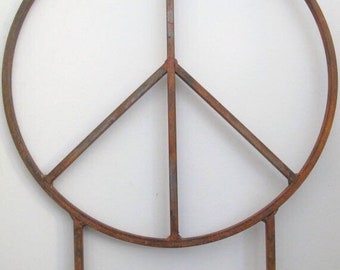 34 inch diameter Metal Peace Sign with two 32 inch tall removable legs