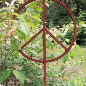 Outdoor Metal Peace Sign Garden Art five and one half feet tall