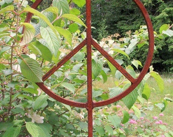 Outdoor Metal Peace Sign Garden Art five and one half feet tall