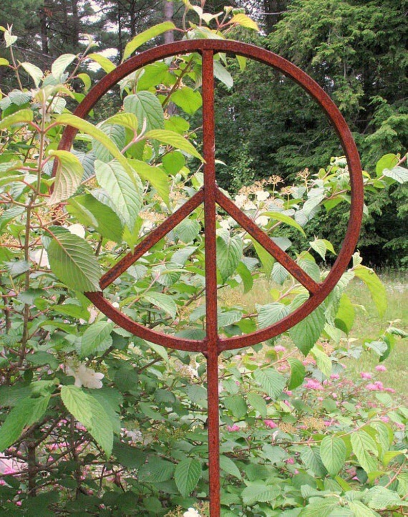 Outdoor Metal Peace Sign Garden Art Five and One Half Feet Etsy