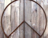 15 inch Peace Sign Wreath Rustic Metal Wall Art