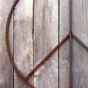 22” Steel Peace Sign Wreath or Wall Art- rustic sculpture for indoors or outdoors