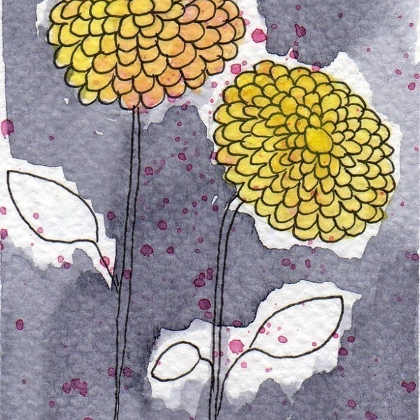 Two Yellow Zinnias -- ACEO Print