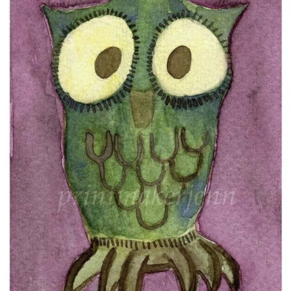 Little Owl in Thistle -- Print