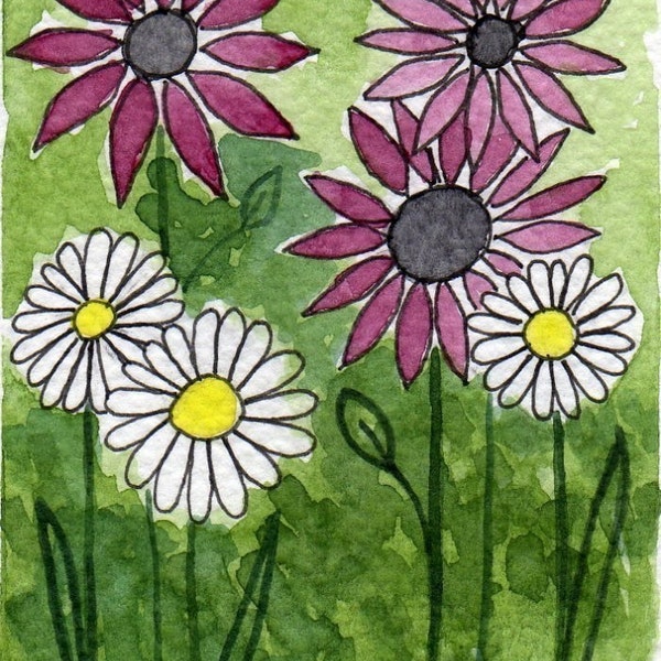 Pink Flower, White Flower -- ACEO Print