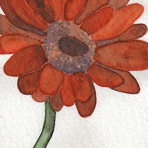 Orange Daisy, Watercolor Flower Painting, Zinnia, Flower, Floral, Modern Farmhouse Decor, Bedroom Wall, Home Office Living Room Bathroom Art