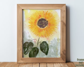 Sunflower Watercolor Painting, Art Print, Yellow Flowers, Kitchen Art, Office Wall Art, Home Decor, Laundry Room, Modern Farmhouse, Cottage