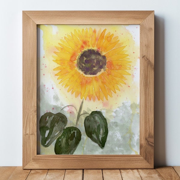 Sunflower Watercolor Painting, Art Print, Yellow Flowers, Kitchen Art, Office Wall Art, Home Decor, Laundry Room, Modern Farmhouse, Cottage