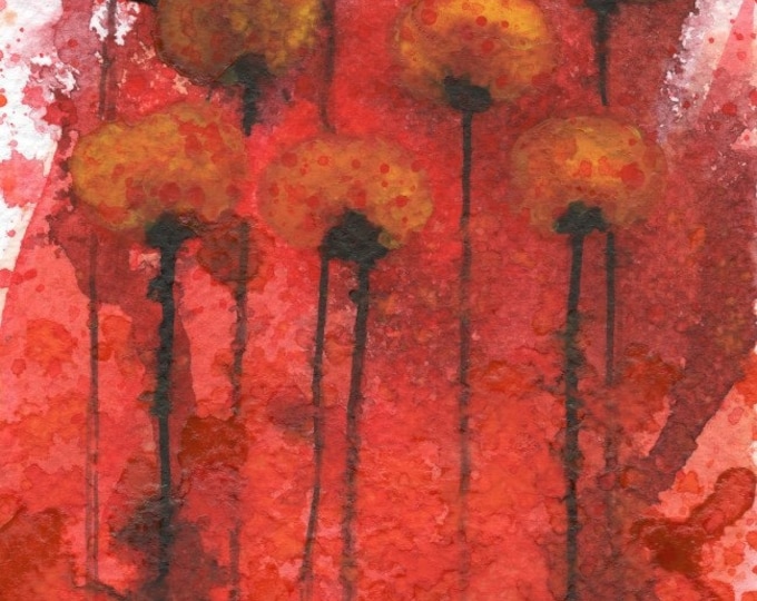 Copper Penny Flowers Original Watercolor 4x6 Etsy