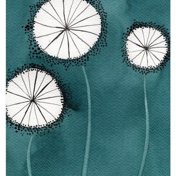 Aqua Dandelions -- Giclee Print 8x10