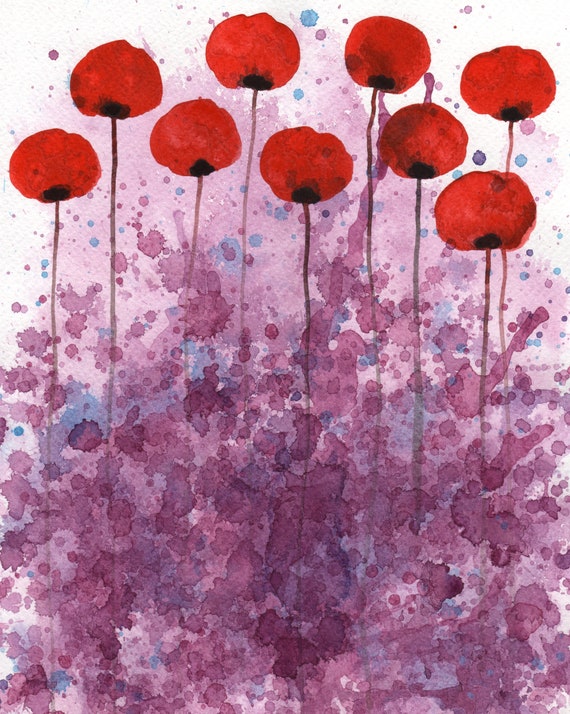Large PRINT of Red Poppies, Watercolor Painting Flowers, Floral Home Decor,  Modern Farmhouse, Interior Design, Cottage Style, Cottagecore