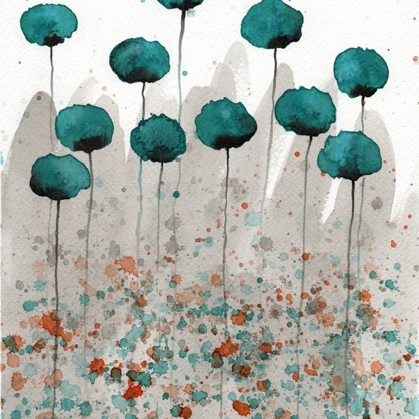 Mister Muscle -- Teal Flowers -- Giclee Print 8x10
