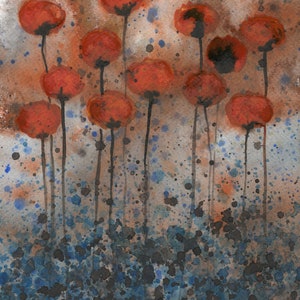 Burnt Orange Watercolor Flowers, Fine Art Print, Modern Farmhouse Painting, Dark Orange Floral, Cottage Decor, Home Office Wall, Cottagecore