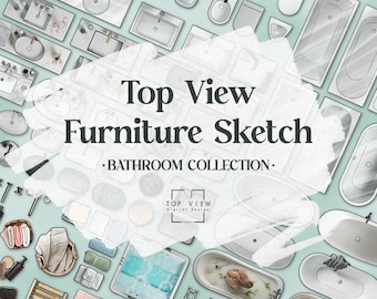 Skizze einer Badmöbeln Kollektion von Oben