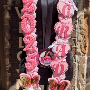 RTS Elegant coquette graduation lei pink coquette lei promotion lei 2026 graduate braided ribbon leo grad lei girly grad lei promotion gift