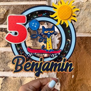 Pete the cat cake topper, Pete the cat party, Pete the cat decor, my buttons, Pete, Groovy buttons, 3D shaker cake topper