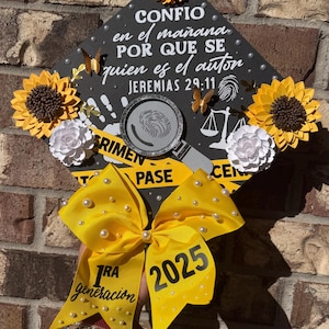 Forensic Science grad cap topper Criminal Justice Custom grad cap topper Graduation cap topper Bow grad topper grad cap decor sunflower 2026