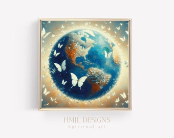 Earth painting art | Printable Wall Art | Digital Download | downloadable art | Modern Art Print | Wall Art Prints | environment poster