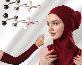 Cotton Under Hijab Cap: Ninja Style Neck Cover + Arm Sleeves & Hijab Pins