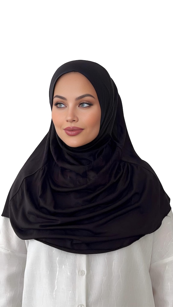 2-Piece Amira Hijab: Instant Cotton Jersey Scarf with Adjustable Elastic