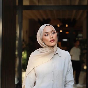 Mjuk bomulls hijab: Lätt och andningsbar vardagsbruk i5 Beige