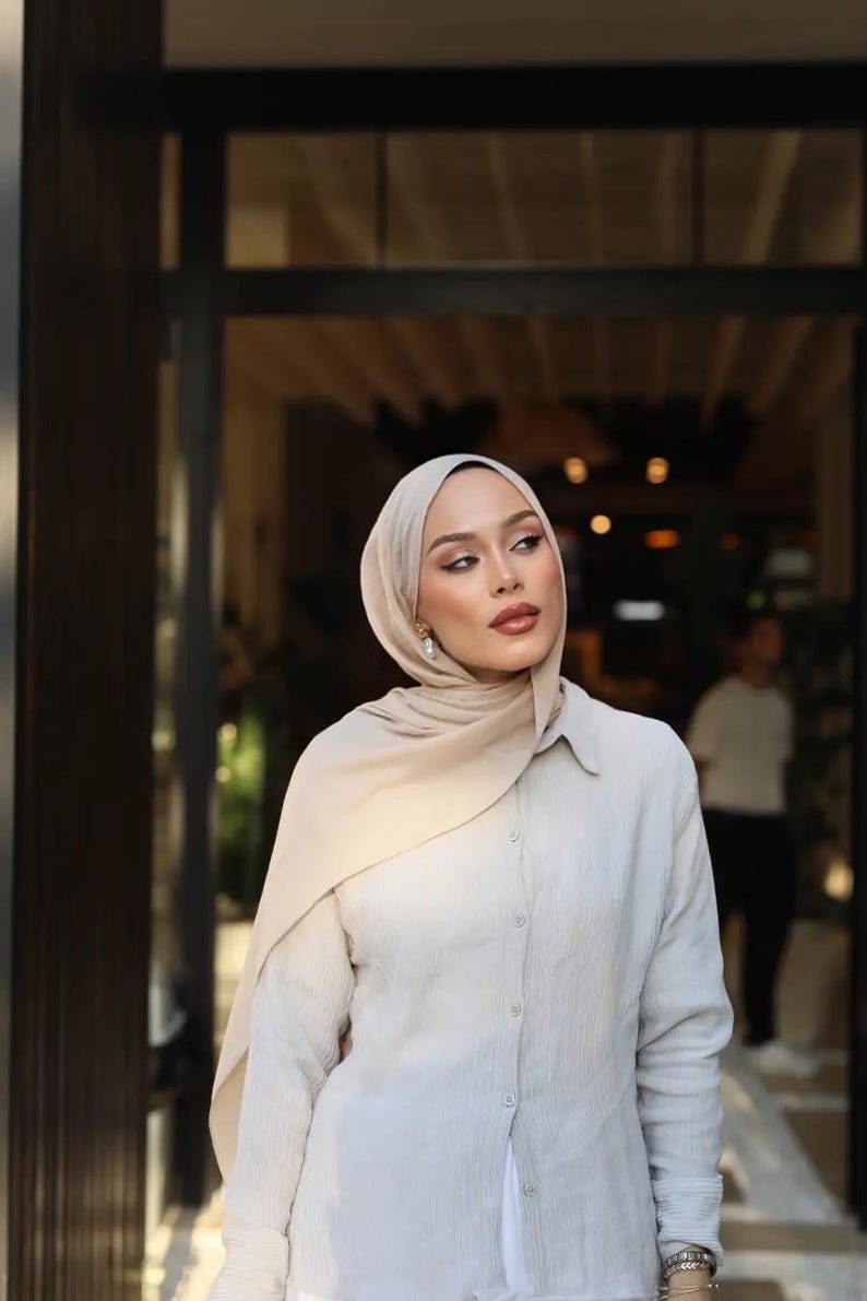 Mjuk bomulls hijab: Lätt och andningsbar vardagsbruk i5 Beige