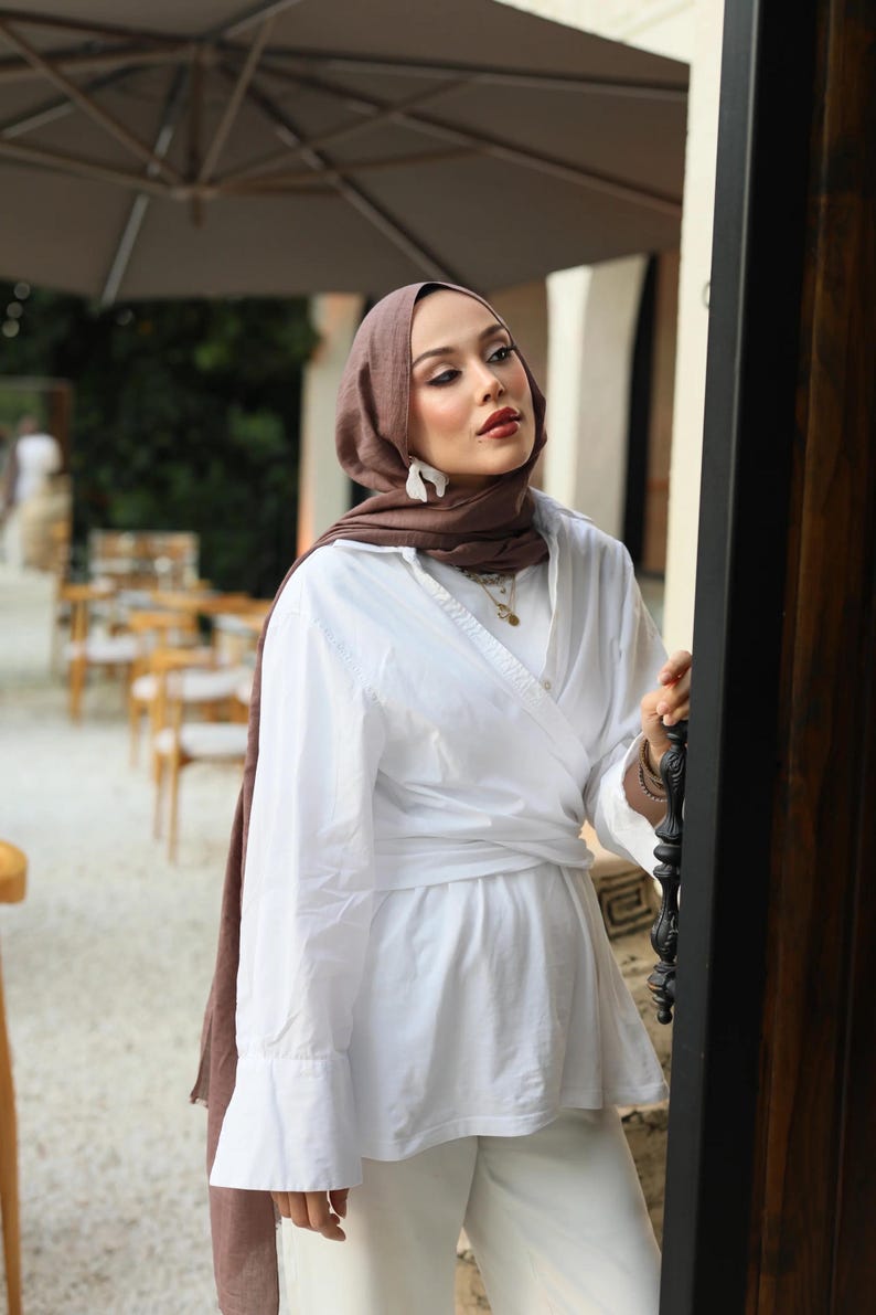 Mjuk bomulls hijab: Lätt och andningsbar vardagsbruk i5 Brown