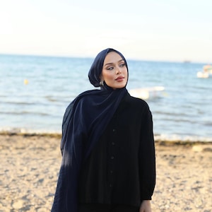 Mjuk bomulls hijab: Lätt och andningsbar vardagsbruk i7 Navy Blue
