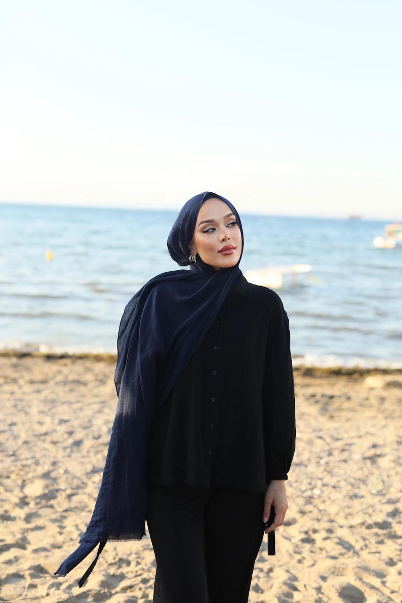 Mjuk bomulls hijab: Lätt och andningsbar vardagsbruk i7 Navy Blue