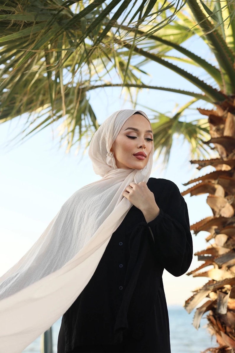 cotton hijab, beige cotton hijab