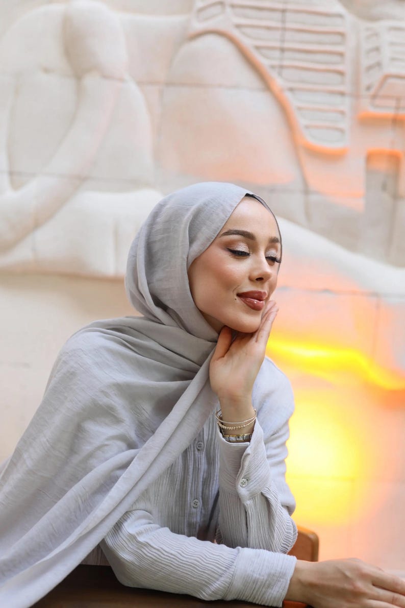 Mjuk bomulls hijab: Lätt och andningsbar vardagsbruk i3 Gray