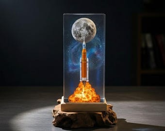 Artemis II Moon resin lamp, NASA Rocket Launch Lamp, Artemis II Model, Gift For Rocket Lover, Gift For Him, Galaxy Lamp