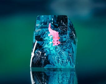 Axolotl artisan keycap, Custom keycap,Handmade Artisan Keycap, Coral Keycap,Ocean Mechanical Keyboard, Gift for Mom