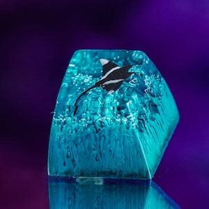 50% SALE Manta Ray Artisan Tastenkappe, Blue Ocean Resin Tastenkappe, SA Profil für Cherry MX, handgemachtes Tastaturgeschenk, Harz-Tastenkappe, Weihnachtsgeschenk
