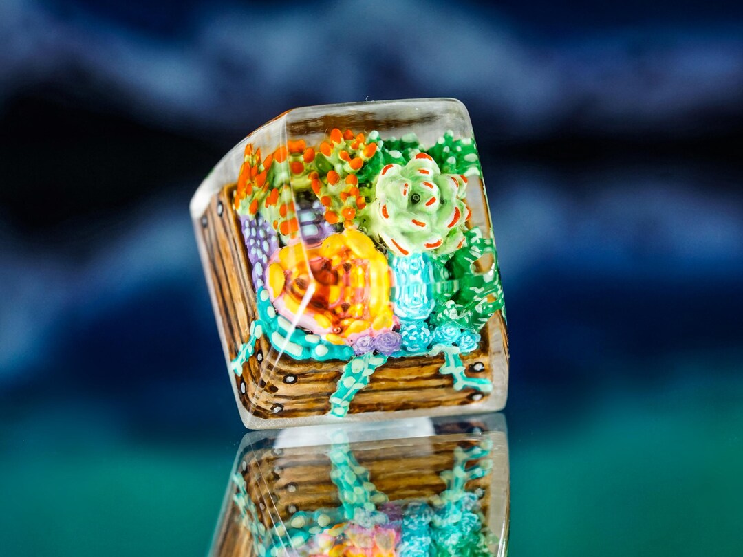EXQUISITE Succulent Keycaps, Handmade Resin Flower Keycap, Cute Design ...