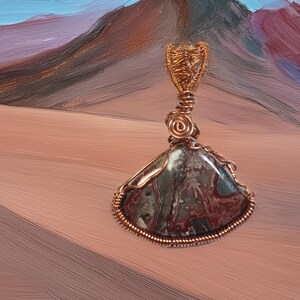 Designer Pendant Wire-wrapped, Crazy Lace Agate