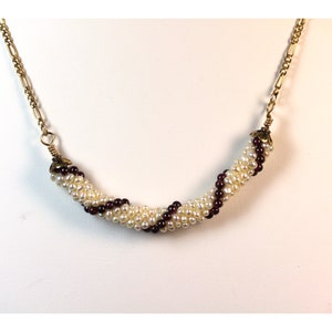 Designer Necklace with Garnets and Seed Pearls