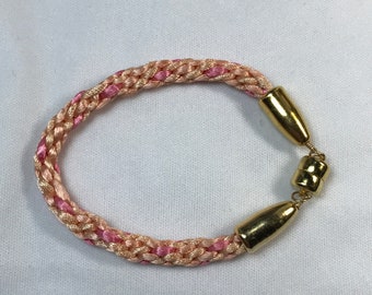 Designer Kumihimo Bracelet Made with Gold-Plated End Caps and GP Magnetic Clasp