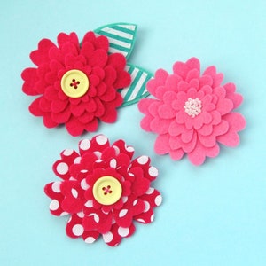Layered Flowers PDF Pattern - pretty felt flower brooch tutorial - easy beginner friendly step-by-step guide
