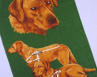 Vintage Tea Towel: Guide Dogs for the Blind, retro charity teatowel, dish towel, linen, Old Bleach, 1960s, 60s, unused, dog lover gift idea