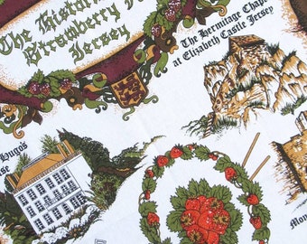 Vintage Jersey Tea Towel: The Historic Village Strawberry Farm, Channel Islands Souvenir