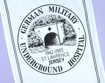 Vintage Jersey Souvenir Tea Towel: German Military Underground Hospital, St Lawrence